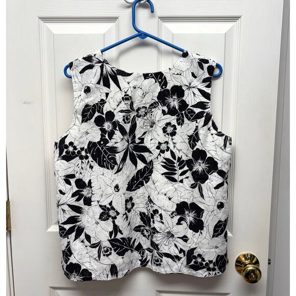 Draper's & Damon's White Black Sleeveless Blouse, Lined Top, Women's Size L - Picture 3 of 3